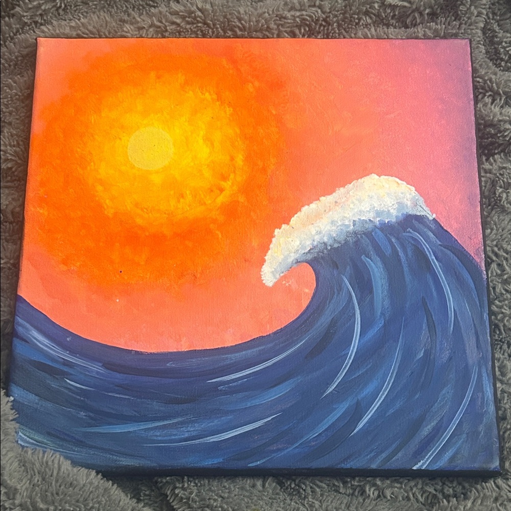 Vibrant Ocean Wave Canvas Art 11x11